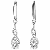 WOVEE Ohrringe Silber 925 Hängend AAA Zirkonia Kristall Ohrhänger Lange Hängeohrringe Damen Braut Hochzeit Schmuck