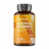 Liposomal Vitamin C - 1000 mg Vit C, 100,2 mg Sonnenblumenphospholipide & 30 mg Hagebutte - 180 vegane Kapseln - Vitamin C trägt zur Verringerung von Müdigkeit und Erschöpfung bei (EFSA) - WeightWorld