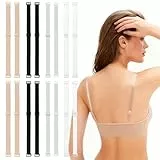 8 PaarBH Trägers, Elastischer BH-Träger, Verstellbare Elastische BH Träger, Damen rutschfeste ErsatzBH Schultergurte, Verstellbare Bra Straps (1.2 cm) Schwarz, Weiß, Hautfarben, Transparent