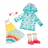 Glitter Girls - Smile! Rain Or Shine - Regentag-Outfit - Regenbogen Kleid & Regenmantel - Puppen-Outfit in Leichter Passform - 36 cm Puppenkleidung & Zubehör - 3 Jahre +