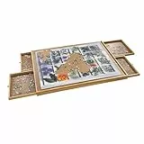 Haushalt International Puzzletisch 1000 bis 1500 Teile Puzzel Tisch 90x67cm Puzzel Board 4 Schubladen, Braun, XL