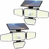 Peasur 2 Stück Solarlampen für Außen mit Bewegungsmelder, 318 LED Solarleuchten Aussen, IP65 Wasserdicht Solar Aussenleuchte für Garten Balkon Garage Zaun