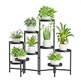iDavosic.ly Pflanzenständer Metall mit 9 Etagen, Blumenständer Pflanzenregal Blumenregal Indoor Outdoor, Faltbar Blumentreppen Innen Plant Stand Shelf für Garten Balkon Wohnzimmer (Rund, Schwarz)