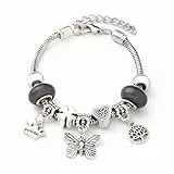ARHZ Schmetterling Armband, Mädchen-Anhänger-Armband,verstellbares, eschenke für Mädchen(Schwarz)