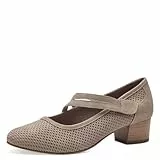 Jana Damen Pumps mit Riemen Kleiner Absatz Vegan, Braun (Stone), 39 EU