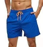 Arcweg Badehose für Herren mit Reißverschlusstasche Atmungsaktiv Wasserabweisend Badeshorts Männer Trainingsshorts Elastisch Verstellbar Mit Tunnelzug Meshfutter Blau M(EU)