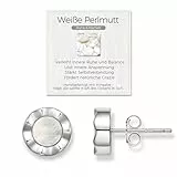 Perlmutt Damen Ohrringe Silber 925, AAA-Natürliche Edelsteine Ohrstecker Weiße, Hypoallergen & Nickelfrei, Geschenk mit Box und Bedeutungskarte