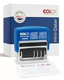 COLOP Wortband-Datumstempel mit 12 gängigen Bürotexten, S120/WD, Abdruckhöhe 4 mm, integriertes Stempelkissen blau/rot
