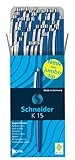 Schneider Kugelschreiber K15, Schreibfarbe blau, 50 Stück blau (Schreibfarbe: Blau)