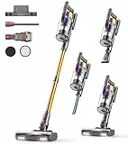 CHEBIO Staubsauger Kabellos, 50KPA/600W/75Mins Akku Staubsauger, 1.8L Cordless Vacuum Cleaner mit LED-Display&Anti-Tangle-Bürste, Stielstaubsauger für Tierhaare/Teppiche/Hartböden