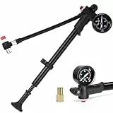 Zaxiva Hochdruck Dämpferpumpe(Max 300 PSI), Mini Dämpferpumpe mit Manometer und Entlüftungstaste, 2 in1 Fahrrad Gabelpumpe/Hinterradaufhängung pumpe und Fahrradreifen pumpe für MTB, Rennrad