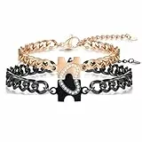 Gkmamrg Partnerarmbänder - Partner Armbänder - Pärchen armband - Partner geschenke - Geschenk für Freund Mann Ehemann Weihnachtsgeschenke (rosegold schwarz)