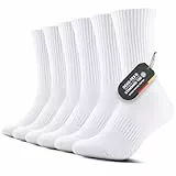 FALARY Sportsocken Herren 43-46 Weiß Baumwolle Socken Herren 43-46 Lange Tennissocken Wintersocken Herrensocken Wandersocken Laufsocken Gepolstert Thermosocken Outdoor Running Socken 6 Paar