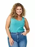 Zizzi Damen Große Größen Top Baumwolle Einfarbig Basic Gr. Gr M Bristol Blue