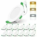 ALUSSO LIGHTING Einbaustrahler Led,68mm Lochmaß 4W LED Einbaustrahler 230V Dimmbar, IP44 Warmweiß 3000K Neutralweiß 4000K Kaltweiß 6500K Deckenspots für Badezimmer Küche Wohnzimmer,Weiß,12er Set