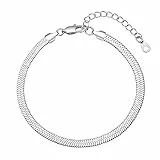 FindChic Fußkette für Damen Mädchen Sommer Strand Schlangenkette Fußkettchen verstellbare Schlangen Fußschmuck 5mm breit Fußband 22cm lang Silber
