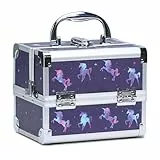 Joligrace Kosmetikkoffer Schminkkoffer, Kosmetik Make up Organizer Koffer Mit Schlüssel und Spiegel Verschließbar Multikoffer, Makeup Koffer, Blau