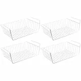 WELLGRO 4er Set Schrankkörbe zum Einhängen aus Metall - ca. 41 x 25 x 14 cm (LxBxH) - schaffen Sie zusätzlichen Platz - weiß