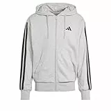 adidas Herren Essential Three Stripes French Terry Fullzip Hoodie, Medium Grey Heather/Black, L