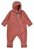 Sterntaler Overall aus Microfleece – Baby und Kinder – mit Reißverschluss, Stickerei sowie umklappbaren Hand- und Fußstulpen – kuscheliger Einteiler – hellrot Melange – Größe 62