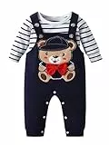 Derouetkia Baby Junge Kleidung Gestreifte Oberteile Tierdruck + Hosen Outfit Set, Blau, 6-9 Monate