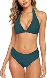 Aidotop Damen Bikini Set Triangel Badeanzug Strand Ties Zweiteiliger Bademode Bikinihose(29Blue1,M