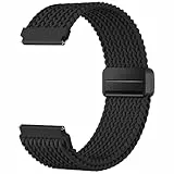 Mastten 22mm Nylon Sport Elastisch Geflochten Magnet Watch Armbänder Kompatibel mit Garmin Venu 3 2/Vivoactive 4 Armband - Amazfit Balance Armband, 22mm Uhrenarmband für Damen Herren, Schwarz