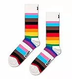 Happy Socks Pride Stripe, farbenfrohe und verspielte, Socken für Männer und Frauen, Weiß-Rot-Grün-Gelb (41-46)
