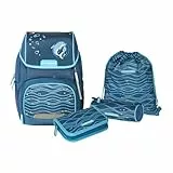 Schneiders 78453-064 - Schulranzen Ergojet Ocean, 6-teiliges Set mit Schultasche, Federmäppchen, Schlamper, Sportbeutel und individuellen Patches