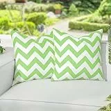Lewondr Outdoor Kissenbezüge, 2 Stück 45x45cm Wasserdicht Gestreifte Kissenbezüge, Dekorative Outdoor-Couch-Kissenbezüge Für Kissen Terrasse Veranda Bauernhof Garten Balkon, Grün & Weiß