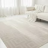 Interiyou Teppich Wohnzimmer Cannes - 160x230 cm Creme - Für Schlafzimmer, Esszimmer, Kinderzimmer - Kurzflorteppich skandinavisches Boho Muster - Hoch-Tief Effekt - Flach mit Geometrischem Muster