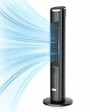 Ateroll Leiser Turmventilator für Schlafzimmer, Standventilator mit Fernbedienung, 90° oszillierend, 4 Geschwindigkeiten 3 Modi 12H Timer LED-Anzeige, 91 cm Elektrischer Kühlventilator, Schwarz