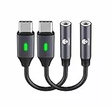 USB C Kopfhörer-Adapter,Stouchi USB C auf Klinke Audio Adapter,USB Typ C zu 3,5 mm Adapter,HiFi DAC Chip mit LED-Licht für Samsung Galaxy S22/S21,Pad Pro 2018-2021,Pad Air 2020-2022,Pad Mini 6,Pixel 6