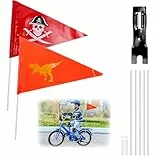 HONMOK 2pcs Fahrradwimpel Kinder Pirat Fahrradfahne Sicherheitswimpel Reflektierende Fahrradflagge Kinderfahrradfahne Verstellbare Fahrrad Fahne Wimpel für Kinderfahrrad Zubehör