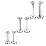 OIDEA Unisex Lippenpiercing Silber aus Edelstahl: 3 Stück Herren Damen Schraube Labret Lippen Stud Stecker Piercing mit Zirkonia Geschenk für Männer Frauen