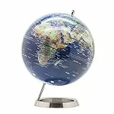 EXERZ 25cm Schülerglobus - Globus Englischer Sprache - Verpackung in hochwertiger Kraftbox, ideal zum Verschenken (Marineblau)