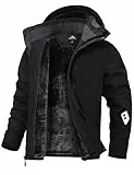 Zoofly Skijacke Herren Winterjacke Winddicht Ski jacke für Männer Wasserdicht Outdoorjacke Mann mit Abnehmbarer Kapuze Schwarz M