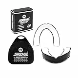 Mundschutz Gum Shield - Professioneller Mundschutz für Kontaktsport, Rugby, Kampfsport, Karate, Rugby, MMA, Boxen, Hockey, Fußball flexibel für Jugendliche & Erwachsene (Schwarz/Weiß, Adult(+12))