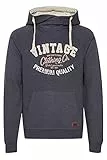 Blend Alejandro Herren Kapuzenpullover Hoodie Pullover Mit Kapuze Cross-Over-Kragen Und Fleece-Innenseite, Größe:XXL, Farbe:Navy (70230)