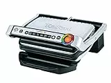 Tefal OptiGrill Kontaktgrill, 6 automatische Programme, Garstufenanzeige, passt Temperatur und Grillzyklus ans Grillgut an, antihaftbeschichtete abnehmbare Platten, Elektrogrill, Edelstahl, GC705D16