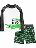 Simple Joys by Carter's Baby Jungen Swimsuit Trunk and Rashguard Rash-Guard-Set, Schwarz Krokodilaufddruck, 24 Monate