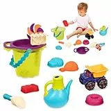 B. toys Sandspielzeug 11 Teile mit Tasche –Sandkasten Spielzeug, Strand, Spielplatz mit Eimer, Schaufel, Sandförmchen, Kipper – Spielzeug ab 18 Monaten