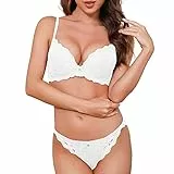 SHEKINI Dessous Sets Damen Push Up BH mit Bügel BH Set Spitze BH und Slip Bra Panty Lingerie Sexy Unterwäsche mit Abnehmbare Träger
