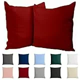Kissenbezug 40x40 Baumwolle Renforcé (2er-Set) - Burgunderrot - Dicht gewebt mit 57 Fäden/cm² - 40x40cm Kissenbezug - Oeko Tex Zertifiziert - Dreamzie
