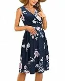 OUGES Damen V-Ausschnitt Ärmellos Sommer Blumen Umstandskleider Stillkleid mit Taschen(Floral8-315,M)