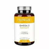 Omega 3 Kapseln 2000mg – EPA und DHA 1257 mg – Vitamin D und E – Fischöl – 60 Softgels Fischöl Omega 3 Nutralie