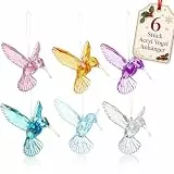 NUOBESTY 6 Stück Acryl Vogel Anhänger, Kolibrideko Sonnenfänger Fensterdeko Hängend Bunte Kristall Optik Hummingbird Ornament für Weihnachtsbaum, Garten, Fenster, Wohnzimmer, Party