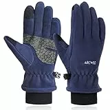 Arcweg Fleece Handschuhe Kinder Warm Winter Kinder Polar Fahrradhandschuhe Wasserdicht Fingerhandschuhe Winddicht Fäustlinge für Jungen und Mädchen Outdoor Sport Wandern Laufen Blau XL-XXL(9-10 Jahre)