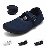 Wizshoe Barfuss Schuhe Damen Ballerinas Bequem Slip On Flache Schuhe Ballerina Elegant Barfuß Ballerinas mit Schnalle Fitnessschuhe Hausschuhe Flats Balletschuhe für Frauen Frühling Sommer Blau 40EU