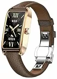 Fitness Tracker Damen Schmal Elegant Luxuriös Gold Classic Smartwatch Damenuhr Fitnessuhr für Frauen Aktivitätstracker Pulsuhr Sportuhr mit Herzfrequenz Schlafmonitor Schrittzähler Rechteckig